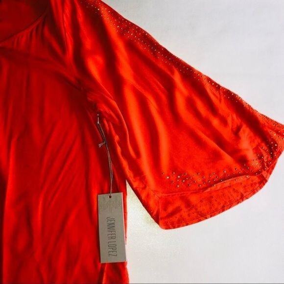 Jennifer Lopez Women's Sequin Orange Blouse Sz M - Picture 14 of 15